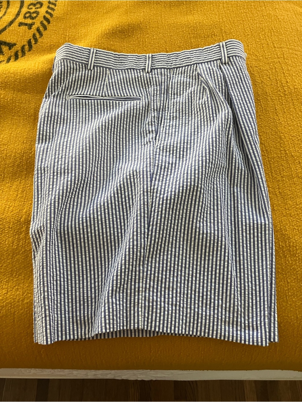 Berle Navy and White Striped Pencil Shorts